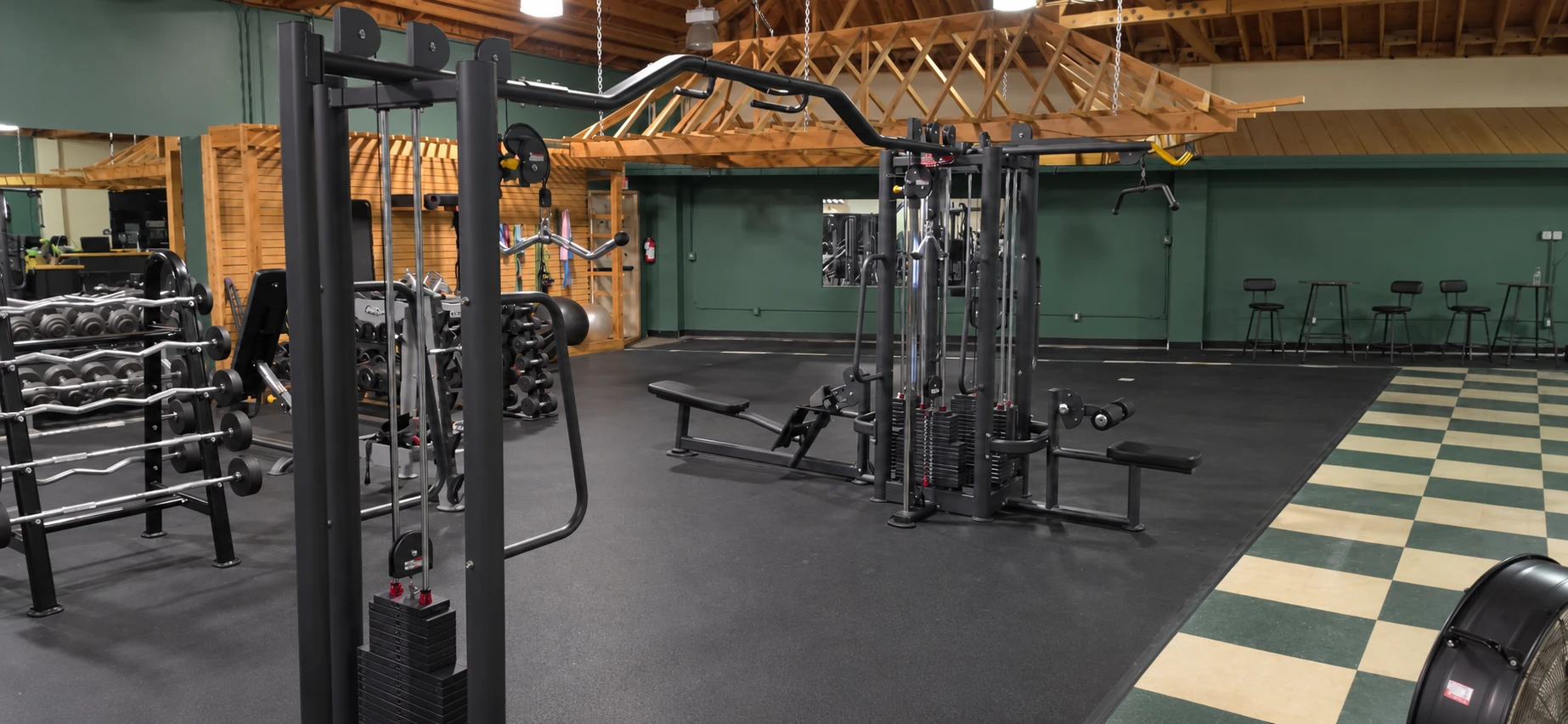 Cable training stations and adjustable benches